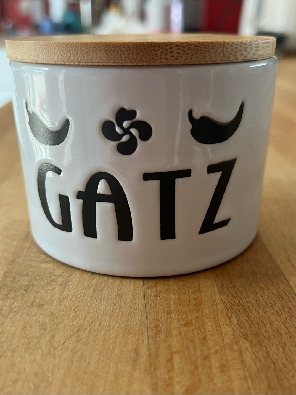 BASQUE GATZ Ceramic Jar with Bamboo Lid - White & Black